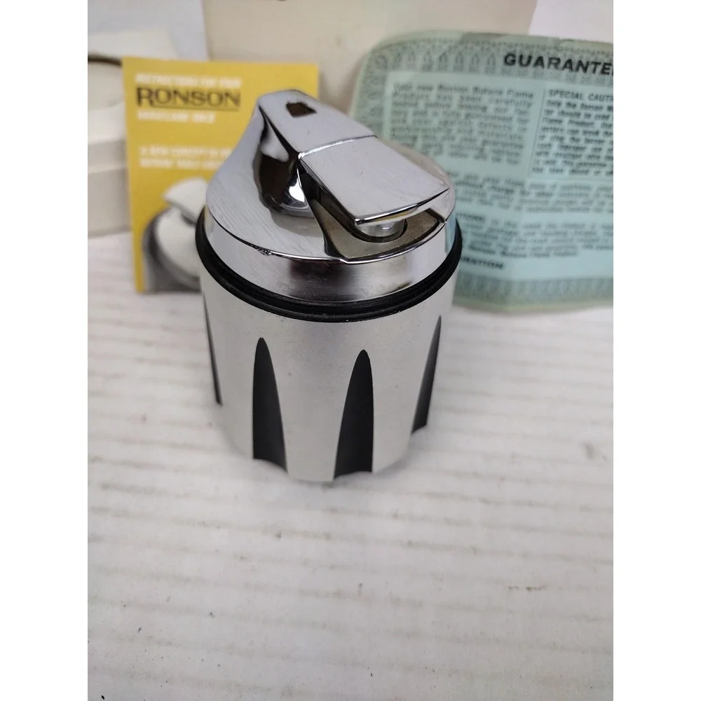 Ronson 1950's? Butane Lighter Fine TableDesk Varaflame MCM Art Deco MK2 Untested